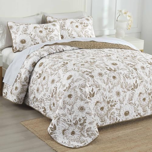 Drucon Floral Quilt Set Queen 3 Pieces
