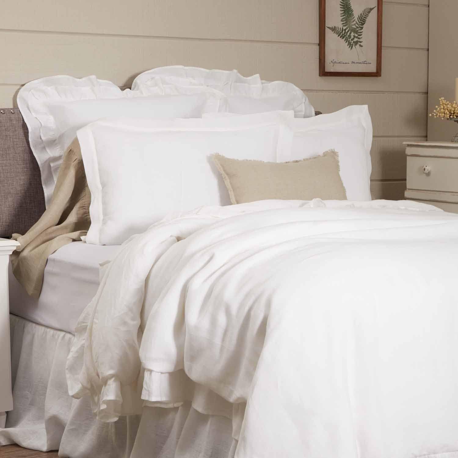 Piper Classics Linen Euro Pillow Cover with 4 Ruffle