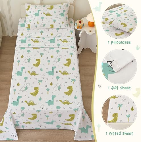 Bedmoon Dinosaur Print Twin Bed Sheet Set for Kids
