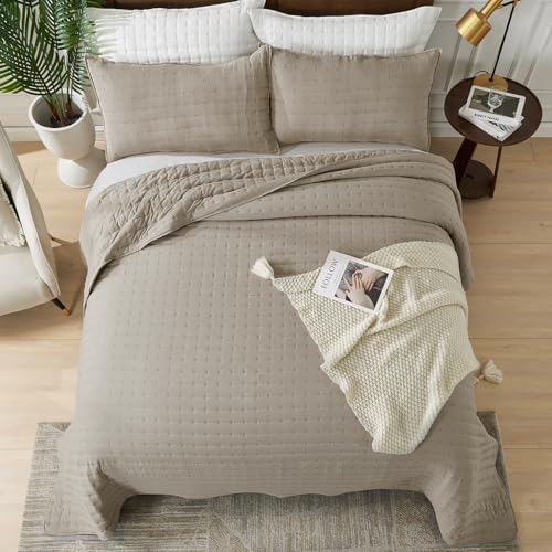 Suchbed Beige Cross-Stitch Quilt Set King Size 1