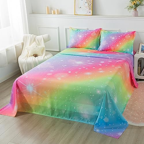 ADASMILE A S Rainbow Fitted Bed Sheet Set for Kids 1