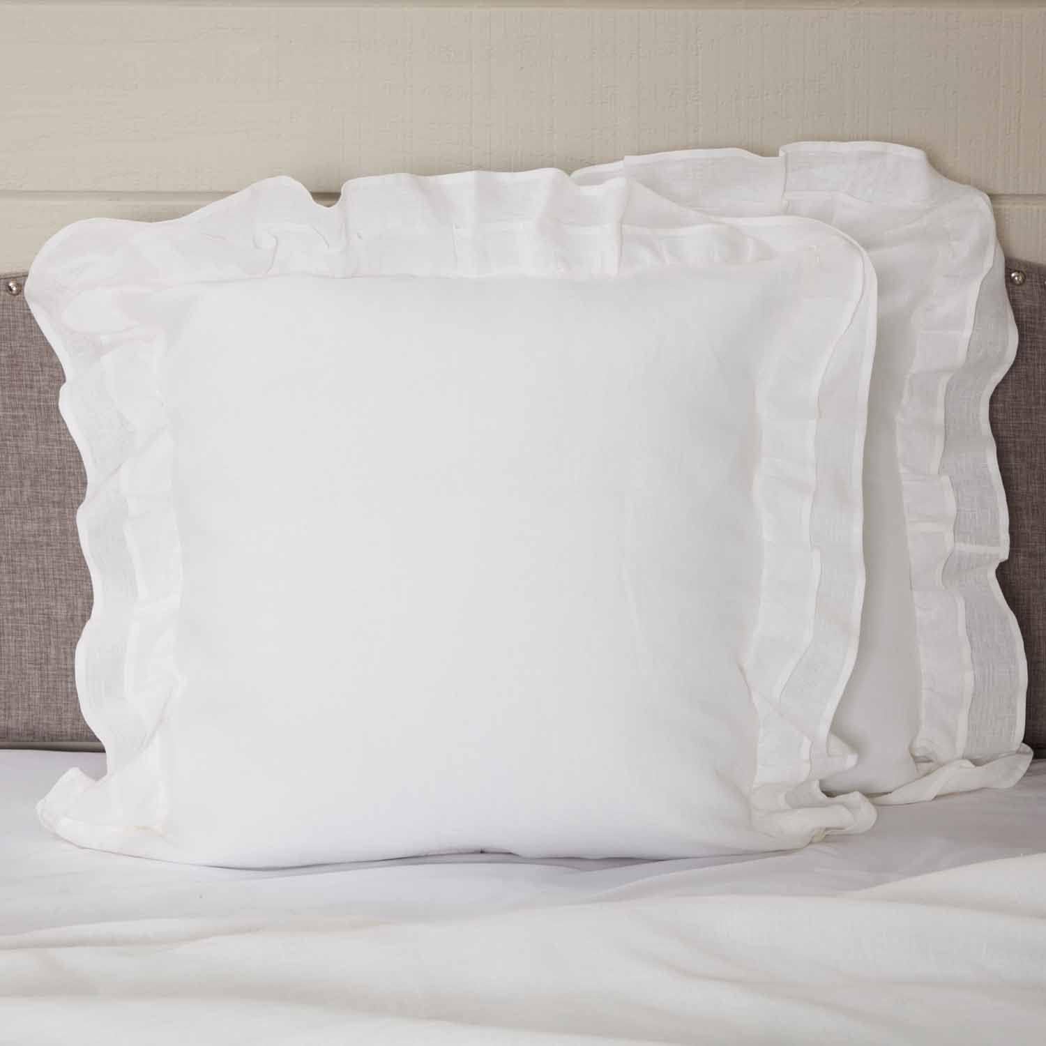 Piper Classics Linen Euro Pillow Cover with 4 Ruffle