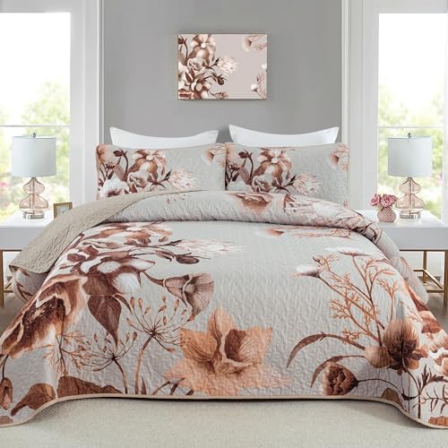 Drucon Boho Floral Quilt Set Queen 3 Piece