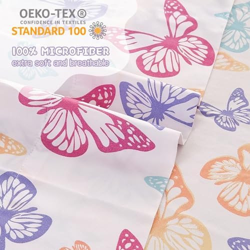 Yibeizi Butterfly Twin Sheet Set for Kids