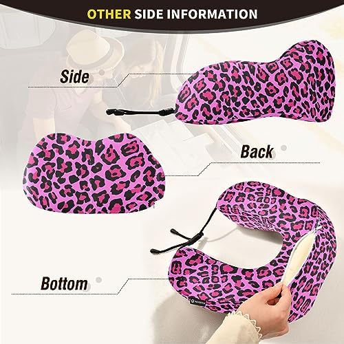 Sletend Pink Leopard Print Travel Neck Pillow