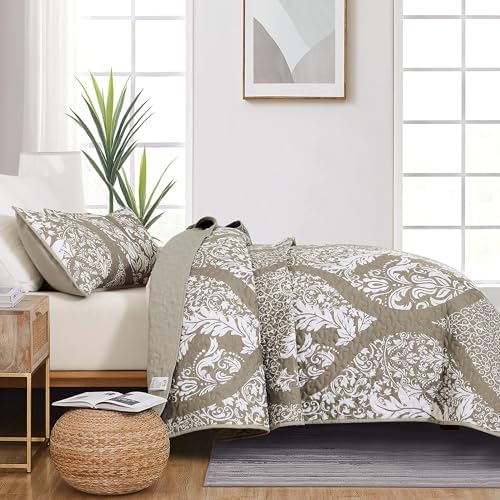 Boho Beige Quilt Set King Size 3 Pieces