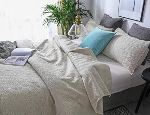 KASENTEX Quilt Set - Sand Beige with Star Design