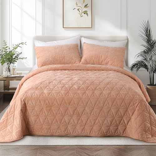 KASENTEX Velvet Oversized King Quilt Set 3 Piece