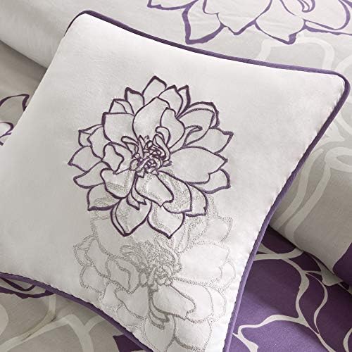 Madison Park Lola Sateen Cotton Comforter Set - 6 Piece Grey Purple