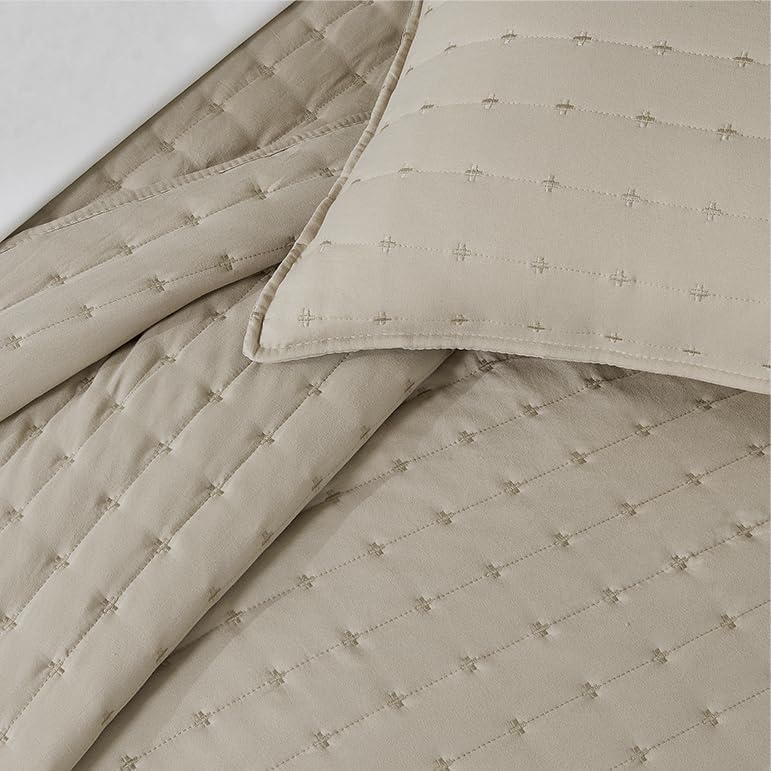Suchbed Beige Cross-Stitch Quilt Set King Size 1