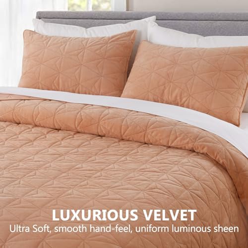 KASENTEX Velvet Oversized King Quilt Set 3 Piece