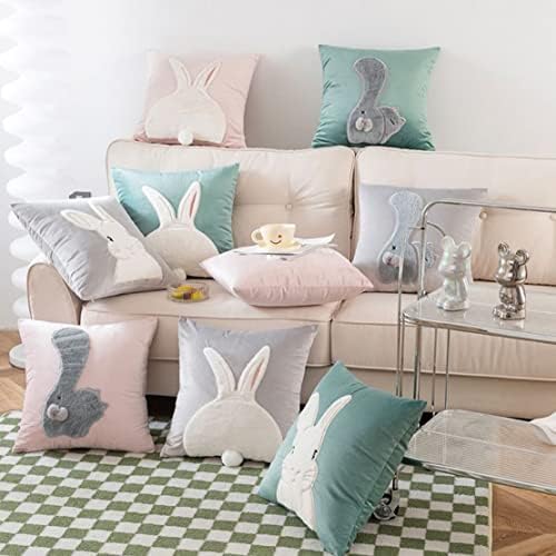 Cute Fluffy Rabbit Throw Pillow Comfortable Square 177in Pink