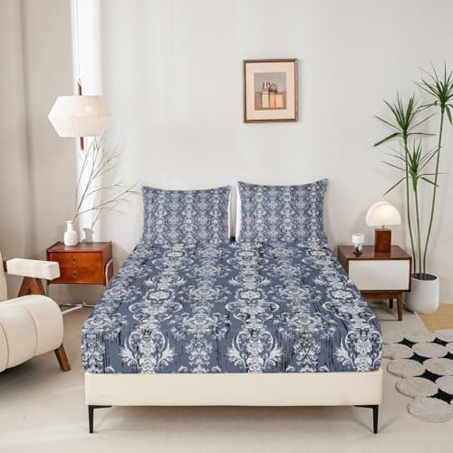 Erosebridal Damask Fitted Sheet Twin Gothic Floral