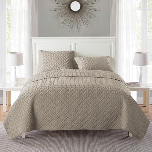 VCNY Home Quilt Super Soft Reversible Bedding Set Twin Nina Taupe