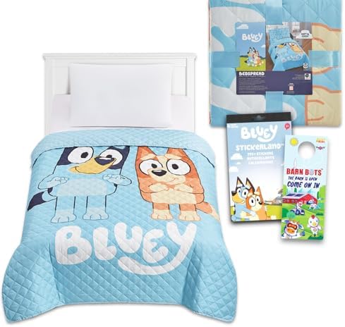 Bluey Twin Bedspread Set with Quilt and Stickers