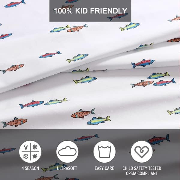 Eddie Bauer Kids Sheet Set - Fish Lake White Queen