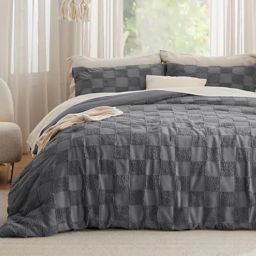 Bedsure Boho Checkered King Duvet Cover