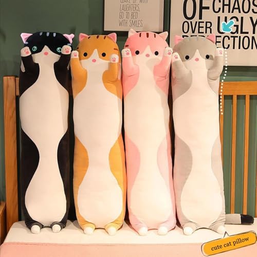 Somao Long Cat Plush Pillow - 90cm Pink Throw Pillow for Kids