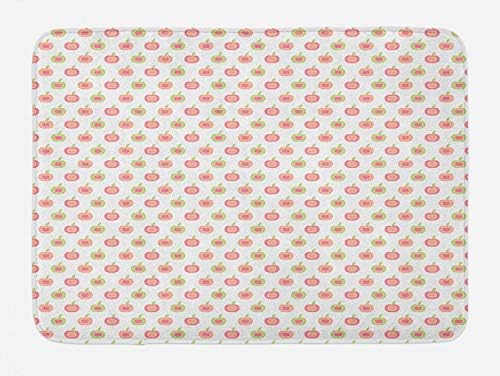 Ambesonne Pastel Bath Mat with Apple Pattern