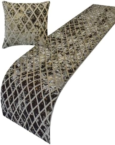 The HomeCentric Grey Velvet Bed Runner with Pillow Covers