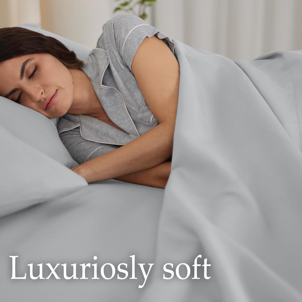 lalaLOOM Soft Gray Queen Sheet Set 4 Piece Microfiber Linen