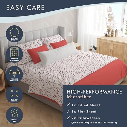 Strawberries Kids Full Size Bed Sheet Set 4 Piece