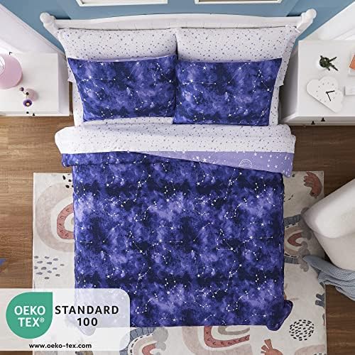 Twin Kids Comforter Set with Glow in the Dark Galaxy Design