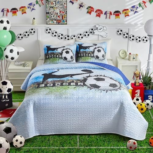 UOZZI BEDDING Boys Quilt Set Summer Breathable Microfiber