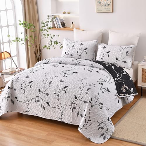DJY Reversible Floral Quilt Set 3 Piece King Size