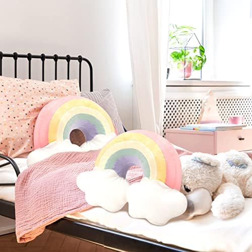 Queekay 21 Inch Rainbow Shaped Throw Pillow Set