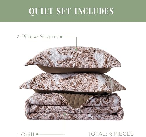 Elegant Comfort 3-Piece Reversible Paisley Quilt Set