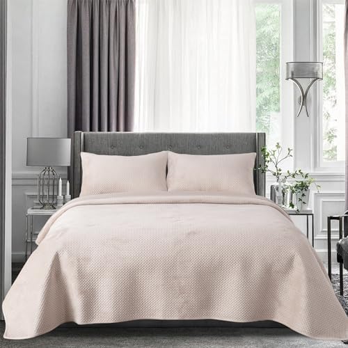 KASENTEX Plush Poly-Velvet Quilt Set with Shams - Queen Size