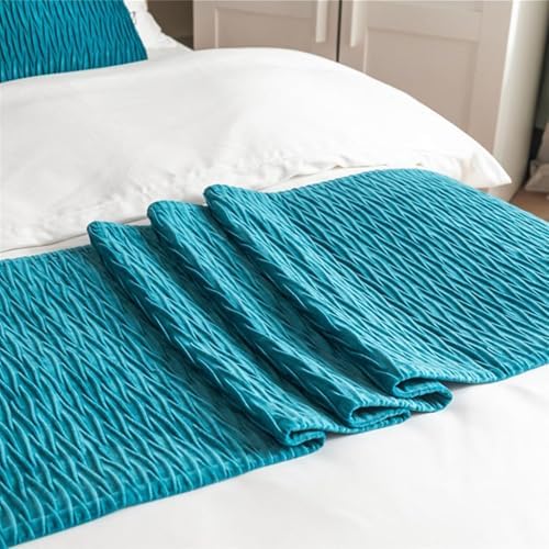 Sky Blue Bed Runner with 2 Pillowcases 30x50cm