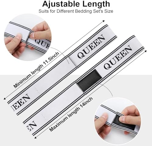 BROPGOD 8 Pcs Adjustable Bed Sheet Bands with Velcro