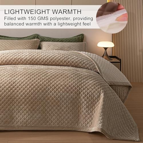 tohrisa Queen Size Velvet Quilt Set 3-Piece