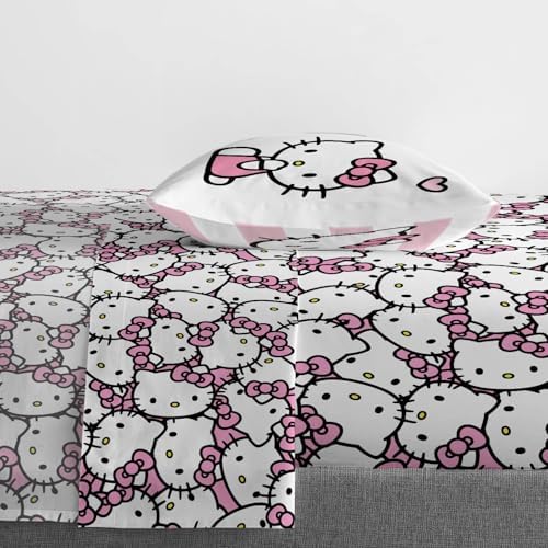 Jay Franco Hello Kitty Pink Stripes Hearts Twin Sheet Set