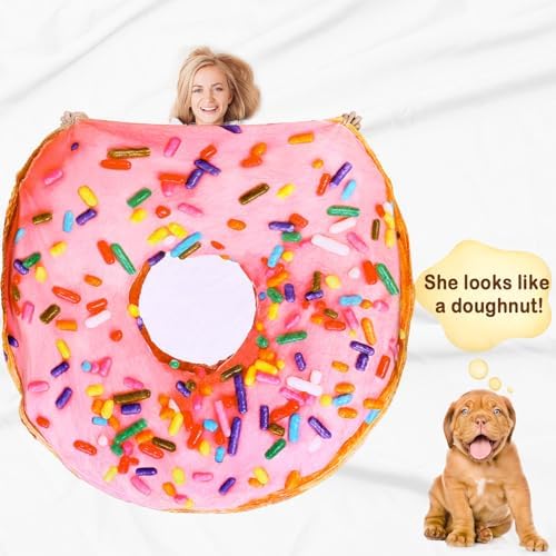 Bnuitland Pink Donut Throw Blanket 300 GSM Flannel