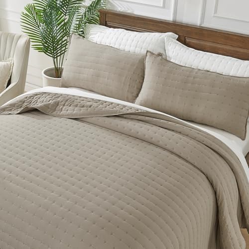 Suchbed Beige Cross-Stitch Quilt Set King Size 1