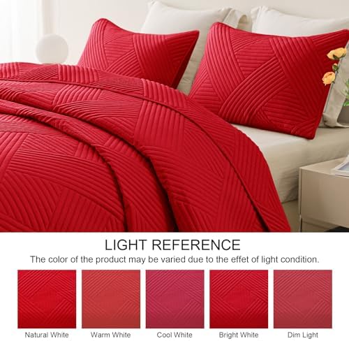 Whale Flotilla King Quilt Set Red 96x104 Inches