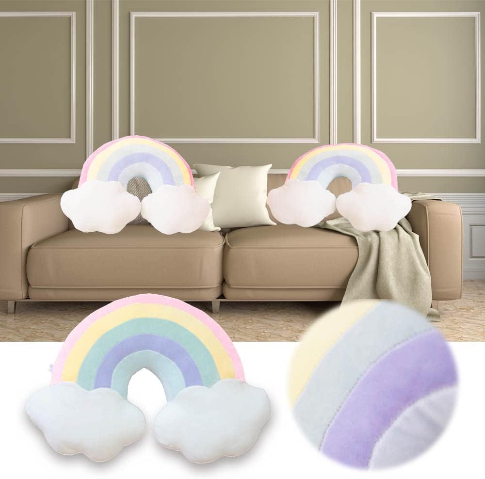 BENEKIY Rainbow Cloud Plush Pillow for Girls 21 Inch Throw