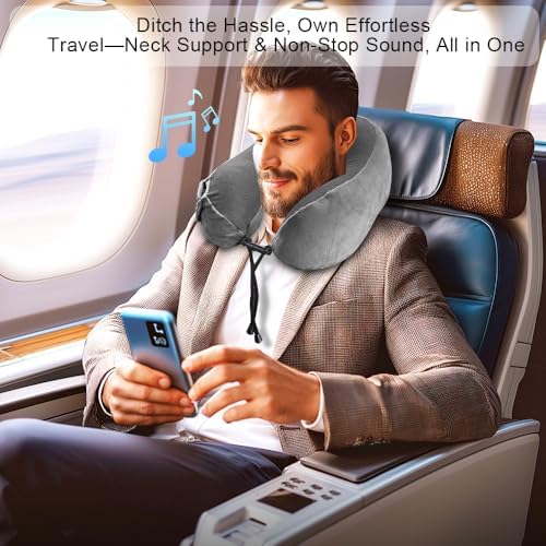 Ateupom Travel Pillow with Bluetooth Headphones