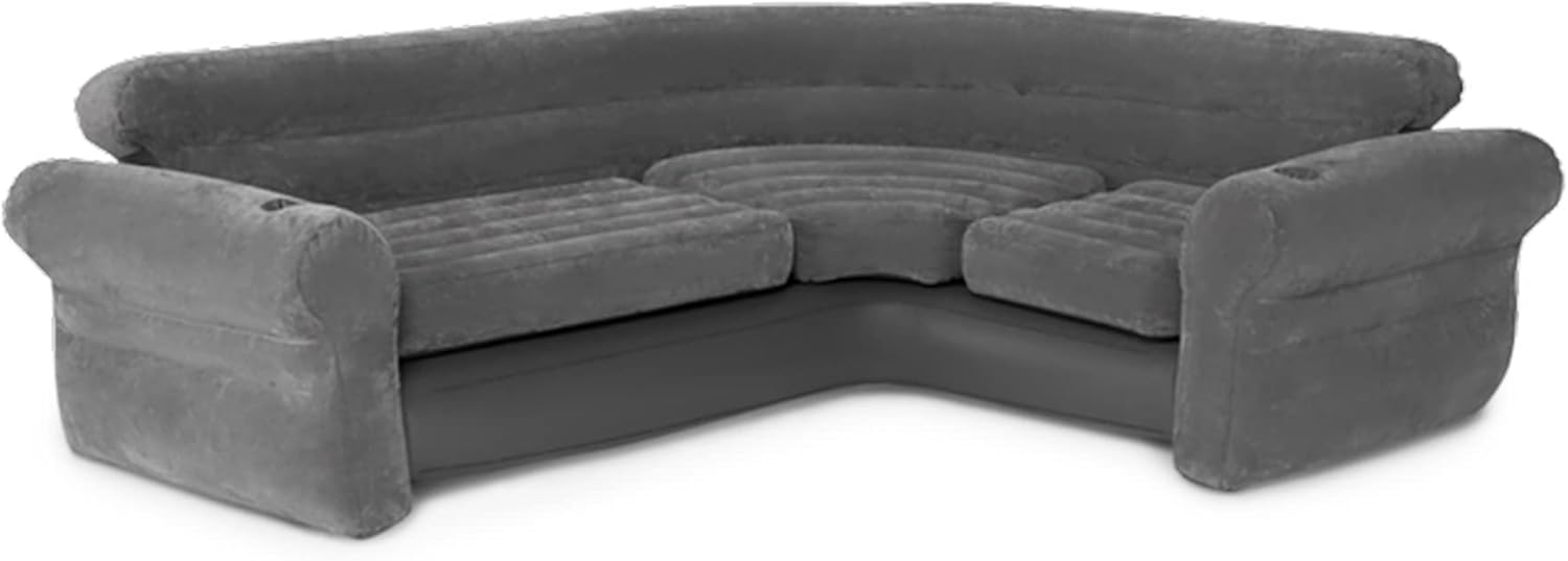 Intex L-Shaped Inflatable Couch with Cup Holders Gray 4 Pack