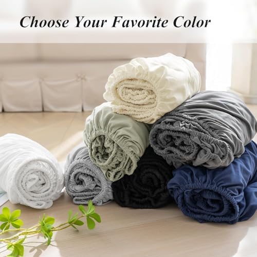 KI LINEN Luxury Twin XL Fitted Sheet 400 Thread Count White