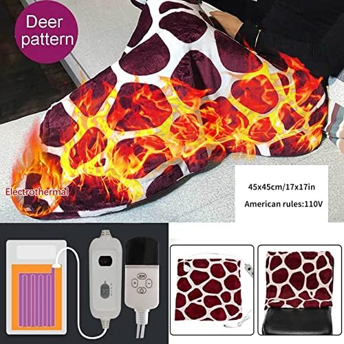 Kulywon USB Deer Print Heated Blanket Rechargeable Warm