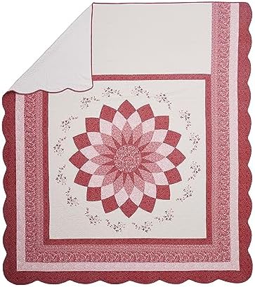 Modern Heirloom Caroline Embroidered Quilted Bedspread - Queen Size Red