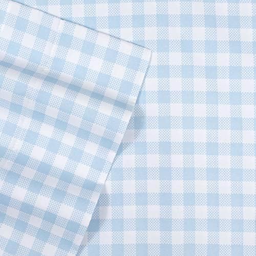 1500 Supreme Kids Bed Sheet Set - Blue Gingham