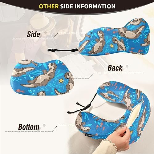 Sletend Cute Otters Travel Neck Pillow with Storage Bag