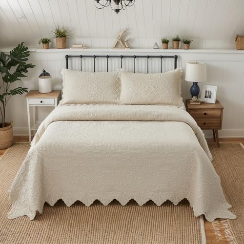 Brandream Beige Quilt Set King Size 3Pcs