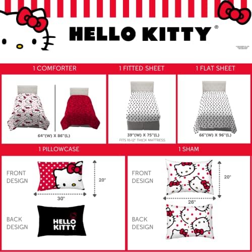 Franco Collectibles Hello Kitty Polka Dot Comforter Set