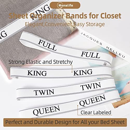 Monalife Elastic Sheet Bands - 4 Pack for Sheet Organization